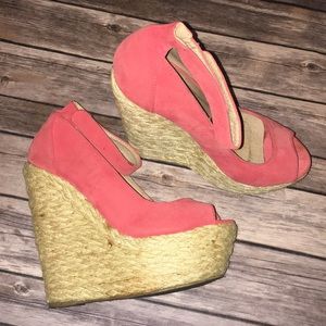 Coral/orange Wedge/espadrilles